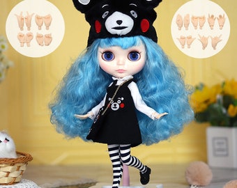 Natasha – Premium Custom Neo Blythe Doll with Blue Hair, White Skin & Shiny Cute Face