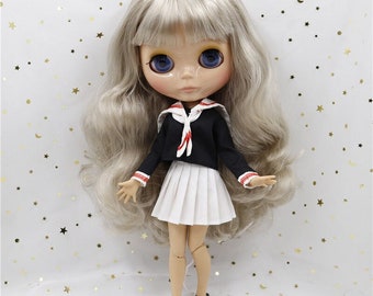 Valentina – Premium Custom Neo Blythe Doll with Silver Hair, Tan Skin & Shiny Cute Face