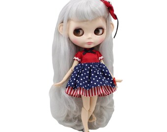 Bernie – Premium Custom Neo Blythe Doll with Silver Hair, White Skin & Shiny Cute Face