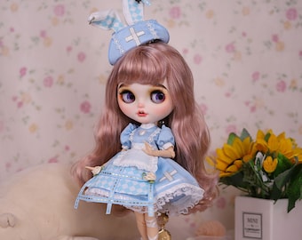 Neo Blythe Doll Fancy Nurse Dress with Bunny Hat