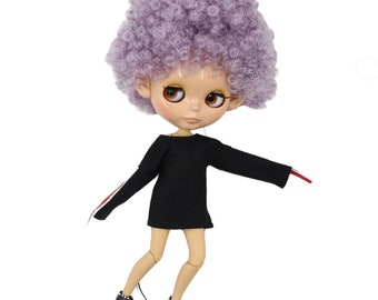 Amelia – Premium Custom Neo Blythe Doll with Purple Hair, Tan Skin & Shiny Cute Face