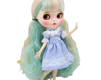 Aubrey – Premium Custom Neo Blythe Doll with Multi-Color Hair, White Skin & Matte Pouty Face