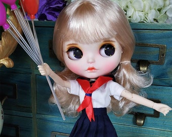 Rosie - Premium Custom Blythe Doll mit Kleidung denkendes Gesicht