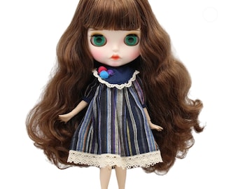 Stella – Premium Custom Neo Blythe Doll with Brown Hair, White Skin & Matte Pouty Face