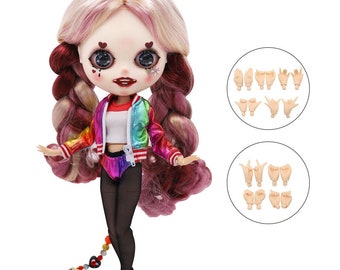 Lottie – Premium Custom Neo Blythe Doll with Multi-Color Hair, White Skin & Matte Smiling Face