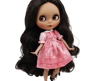 Carla – Premium Custom Neo Blythe Doll with Brown Hair, Dark Skin & Matte Cute Face
