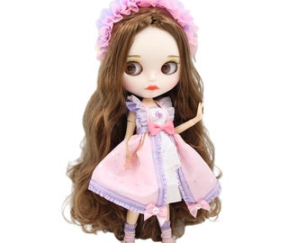 Florence – Premium Custom Neo Blythe Doll with Brown Hair, White Skin & Matte Cute Face