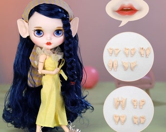 Candi – Premium Custom Neo Blythe Doll with Blue Hair, White Skin & Matte Smiling Face