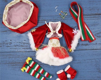 Neo Blythe Doll Christmas Outfit With Cap