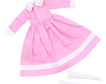 Neo Blythe Doll Pink White Dress with Stockings