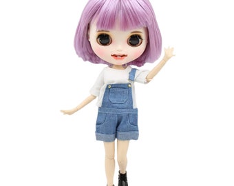 Qiana - Premium Custom Neo Blythe Doll with Purple Hair, White Skin & Matte Smiling Face