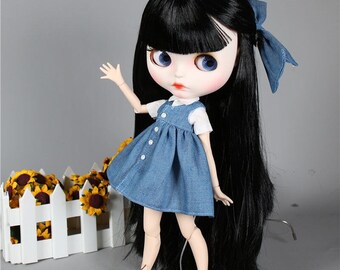 Shella – Premium Custom Neo Blythe Doll with Black Hair, White Skin & Matte Cute Face