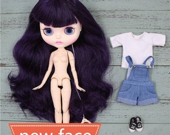 Bobbi – Premium Custom Neo Blythe Doll with Blue Hair, White Skin & Matte Cute Face