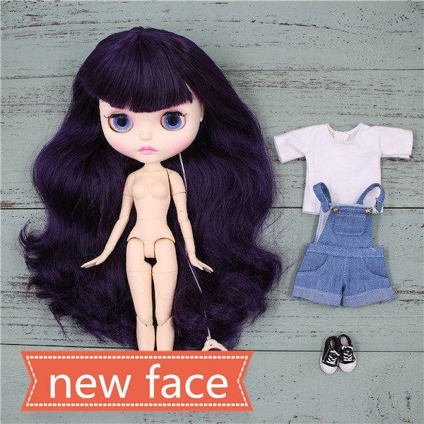 Bobbi – Premium Custom Neo Blythe Doll with Blue Hair, White Skin & Matte Cute Face