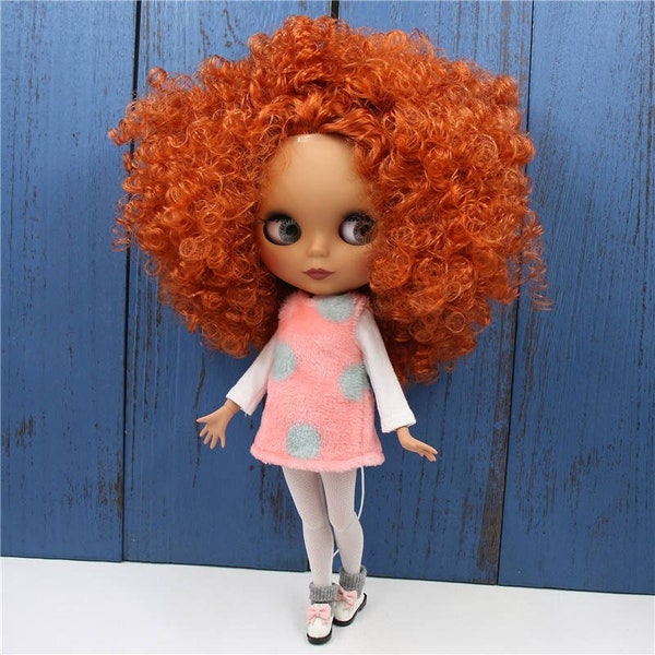 Betty – Premium Custom Neo Blythe Doll with Ginger Hair, Dark Skin & Matte Cute Face