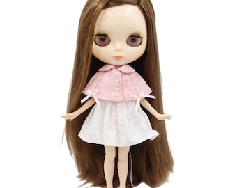 Lainey – Premium Custom Neo Blythe Doll with Brown Hair, White Skin & Shiny Cute Face
