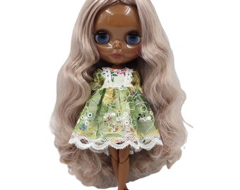 Lindy – Premium Custom Neo Blythe Doll with Multi-Color Hair, Black Skin & Shiny Cute Face
