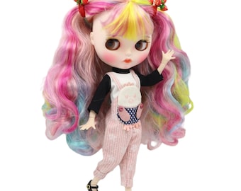 Leah – Premium Custom Neo Blythe Doll with Multi-Color Hair, White Skin & Matte Pouty Face