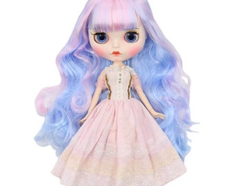 Nora – Premium Custom Neo Blythe Doll with Multi-Color Hair, White Skin & Matte Pouty Face
