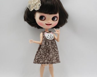 Neo Blythe Doll Floral Kitty Dress with Headdress