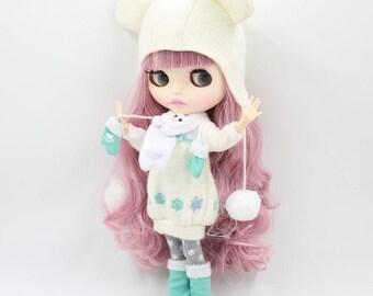 Ariana – Premium Custom Neo Blythe Doll with Pink Hair, White Skin & Matte Pouty Face