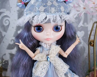 Kitty – Premium Custom Neo Blythe Doll with Purple Hair, White Skin & Shiny Cute Face