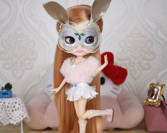 Neo Blythe Doll Prom Dress with Cat Mask