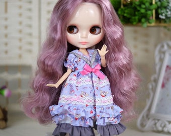 Josephine - Premium Custom Neo Blythe Doll with Purple Hair, White Skin & Shiny Cute Face