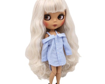 Kristy – Premium Custom Neo Blythe Doll with Multi-Color Hair, Dark Skin & Matte Cute Face