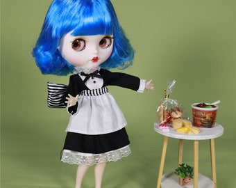Neo Blythe Doll Vintage Black White Maid Dress
