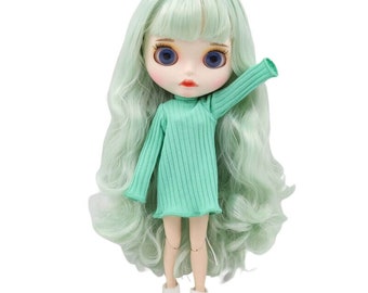 Zaylee – Premium Custom Neo Blythe Doll with Green Hair, White Skin & Matte Cute Face