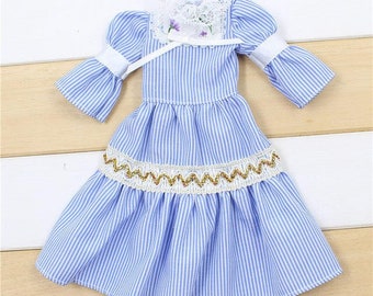 Neo Blythe Doll Blue White Striped Dress