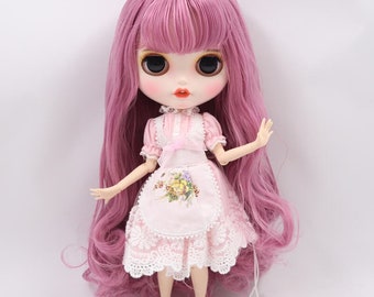 Emberly - Premium Custom Neo Blythe Doll with Purple Hair, White Skin & Matte Smiling Face