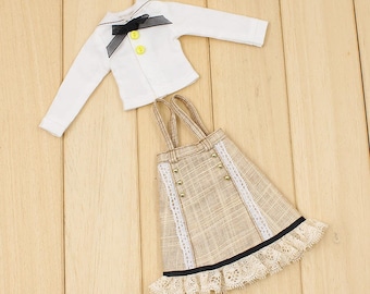 Neo Blythe Doll White Shirt with Lace Skirt
