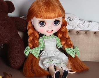 Raelynn - Premium Custom Neo Blythe Doll with Ginger Hair, White Skin & Matte Smiling Face