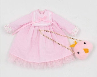 Neo Blythe Doll Plush Dress with Chicken Handbag