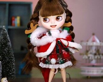 Ariana – Premium Custom Neo Blythe Doll with Brown Hair, White Skin & Matte Smiling Face