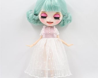 Neo Blythe Doll Net White Dress with Hair Band