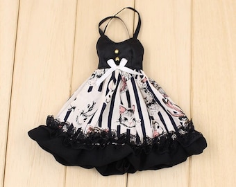 Neo Blythe Doll Black Kitty Strap Dress