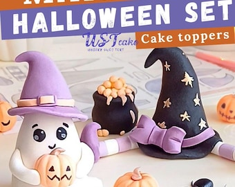Tutorial para decorar pasteles de Halloween con fondant: fantasmas, arañas, calabazas y brujas (libro electrónico, vídeo, plantilla).