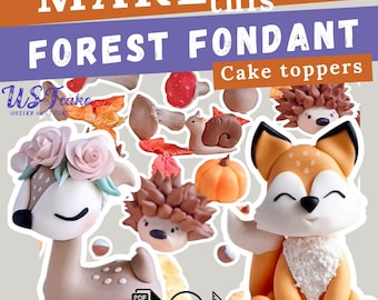 Tutoriales para decorar tartas con fondant de temática otoñal: corzo, zorro y bosque. Vídeo, plantilla y libro electrónico en PDF. Decoración de cumpleaños otoñal. Conjunto de otoño.