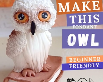 Tutorial para decorar tartas: búho de fondant sobre un libro. Vídeo, libro electrónico y plantilla. Cumpleaños con temática de bosque. Vuelta al cole, Día del Maestro.