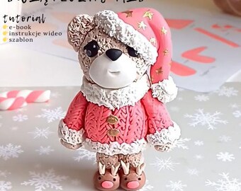 Fondant Christmas Teddy Bear Cake Topper Tutorial: Holiday Decoration (Digital Download, with Template Video)