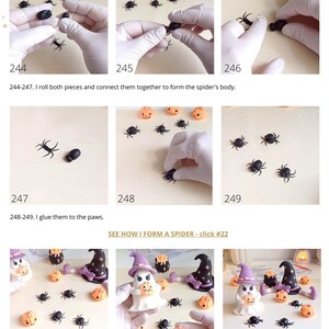 Ghost, witch, cauldron, spiders and scary pumpkins. Halloween cake topper with stencil. Tutorial with video instructions. DIY edible fondant decorations for halloween party