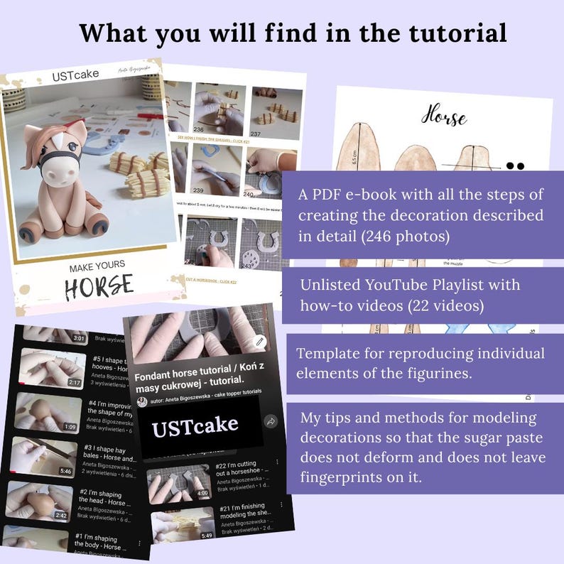Horse, Hay, and Horseshoe. Fondant Cake Topper Video Tutorials. Farm ...