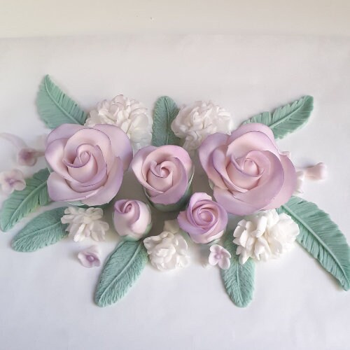Edible Roses Carnations and Lilac Flowers Fondant Flower Etsy