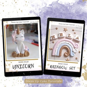 Taarttutorialset: fondanttaart eenhoorn en regenboog | DIY-taartdecoraties. Bakkerij, magische verjaardag voor een meisje