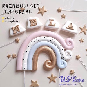 Handledning för regnbågstårtdekorationer med fondant: Dekoration till enhörningsfest med sockerpasta (PDF-mönster)