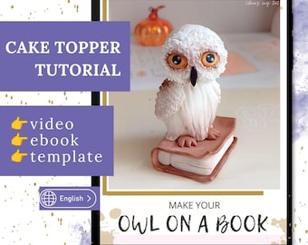 Tutorial para decorar tartas con temática de búhos en fondant (libro electrónico, vídeo, plantilla). Cumpleaños con temática de bosque. Vuelta al cole, Día del profesor.