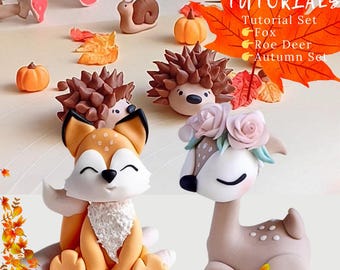 フォンダンケーキトッパーの作り方：鹿、キツネ、ハリネズミ、秋の森（デジタルダウンロード）